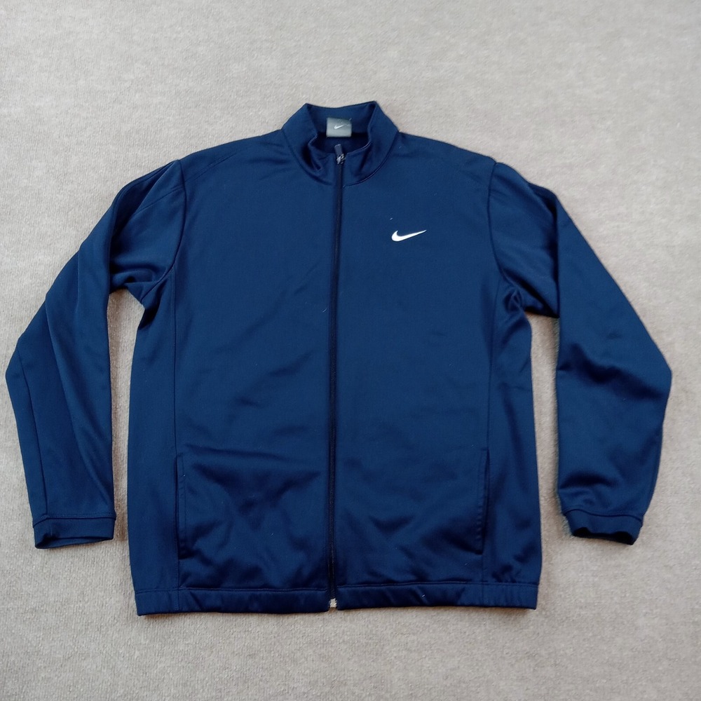 Nike Sweatshirt Mens Large Blue Therma- Fit Long Sleeve Mock Neck Full Zip